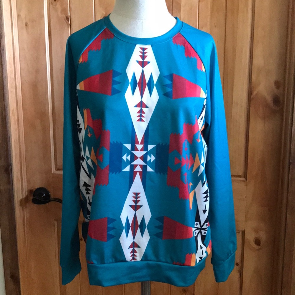 Aztec Boho Pullover Sweater New